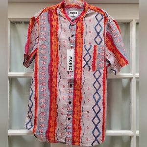NWT MOHEZ Men's Multi-Print Patterned Short-Sleeve Button-Up Shirt - Size S